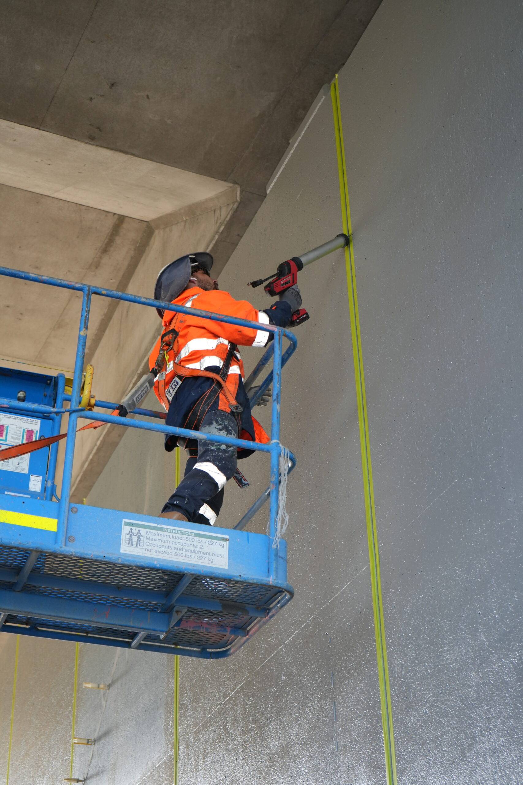 Protective coating application to bridge concrete surfaces